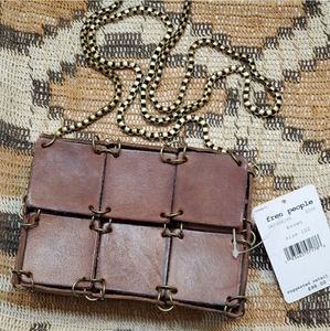 NWT Free People Piece by Piece Brown Leather Crossbody